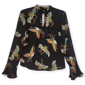 Lily White Flying Cranes Blouse